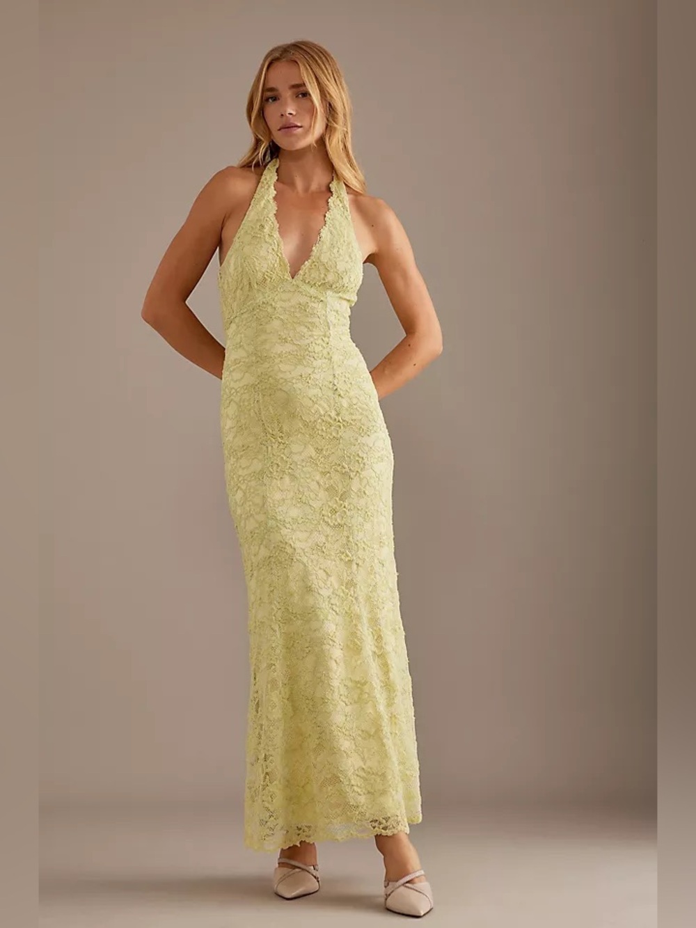 Anthropologie Bardot Evana Lace Halter Midi Dress
